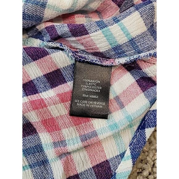 Torrid Plaid Gauze Smocked Babydoll Top 0X Button Front EUC #AltGirl #Grunge - Picture 9 of 9